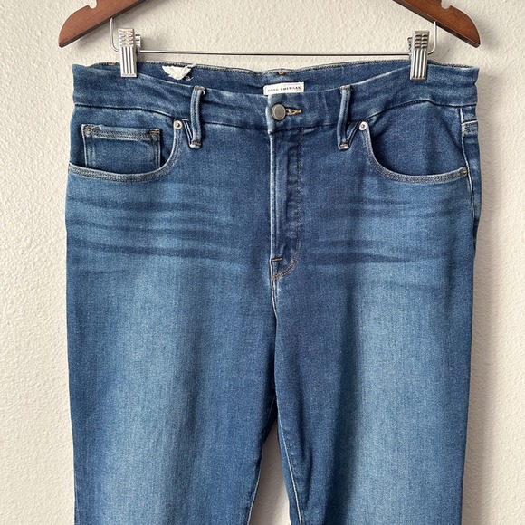 GOOD AMERICAN Good Legs Crop Mini Bootcut Jeans In Blue811 women's size 10/31 - Picture 3 of 14